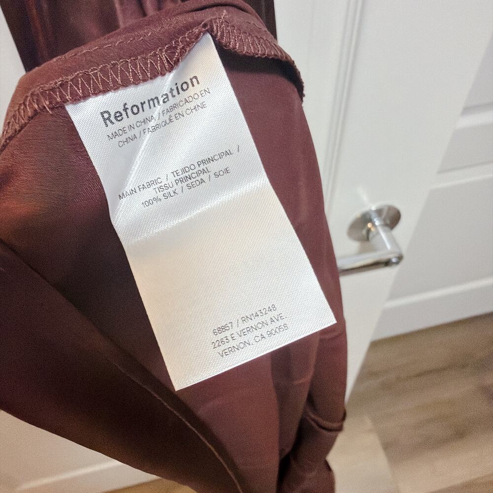 NWT Reformation Cassette Silk Dress Mahogany Brown Size 2 - Picture 4 of 7